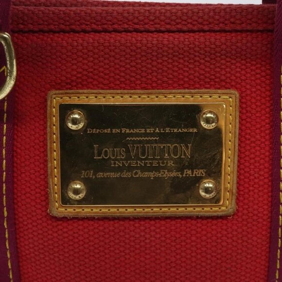LOUIS VUITTON Antigua Cabas PM Tote Bag Canvas Rouge - Picture 11 of 15